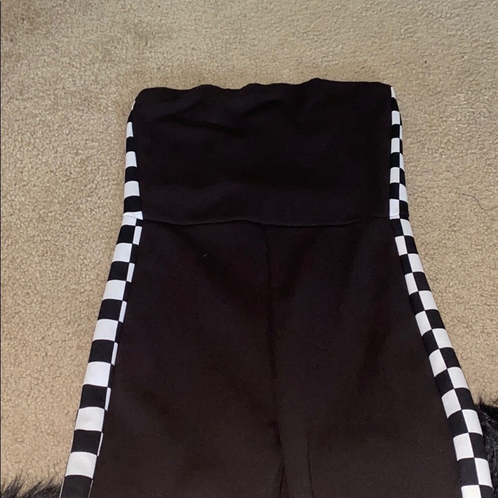 Strapless checkered side jumpsuit